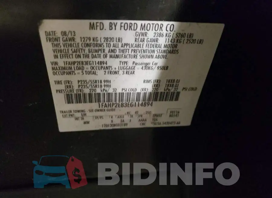 1FAHP2E83EG114894 Photo# 12