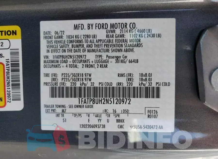 1FATP8UH2N5120972 Photo# 13