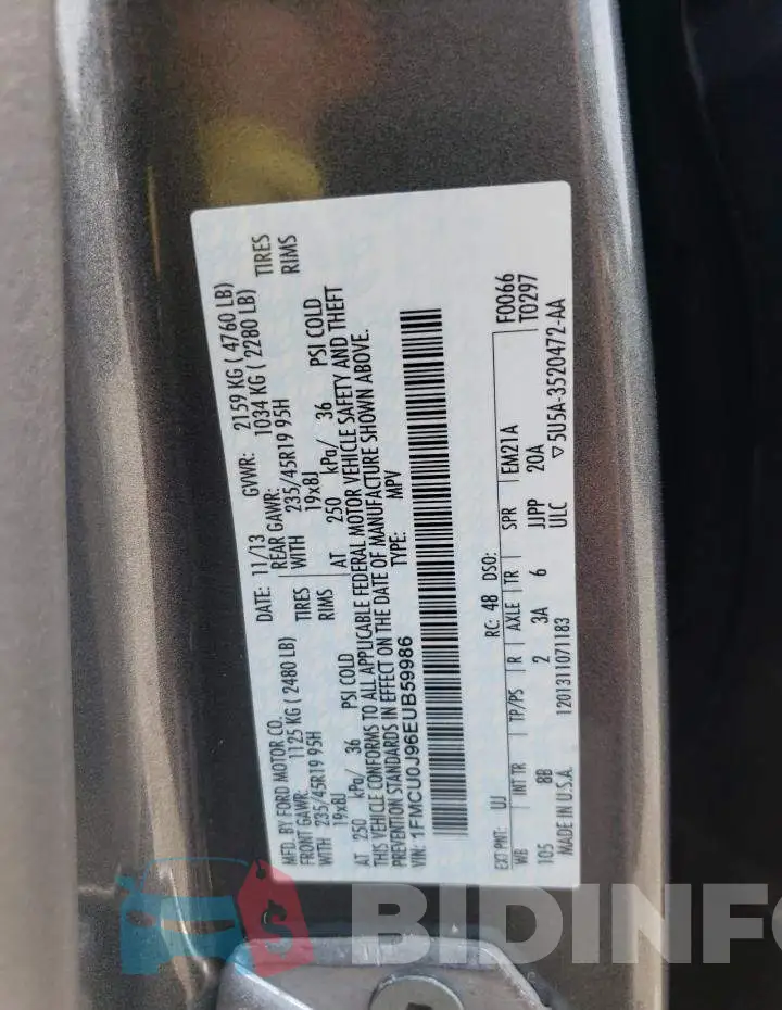 1FMCU0J96EUB59986 Photo# 13