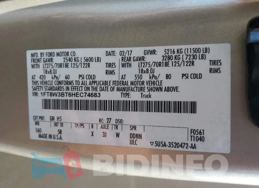1FT8W3BT6HEC74683 Photo# 12