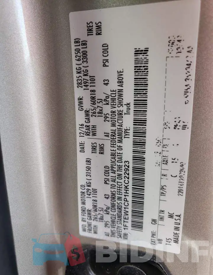1FTEW1CP1HKC22923 Photo# 12