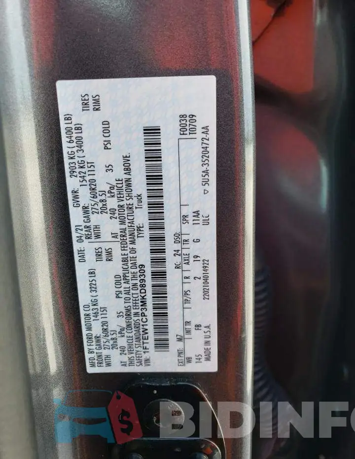 1FTEW1CP3MKD89309 Photo# 12