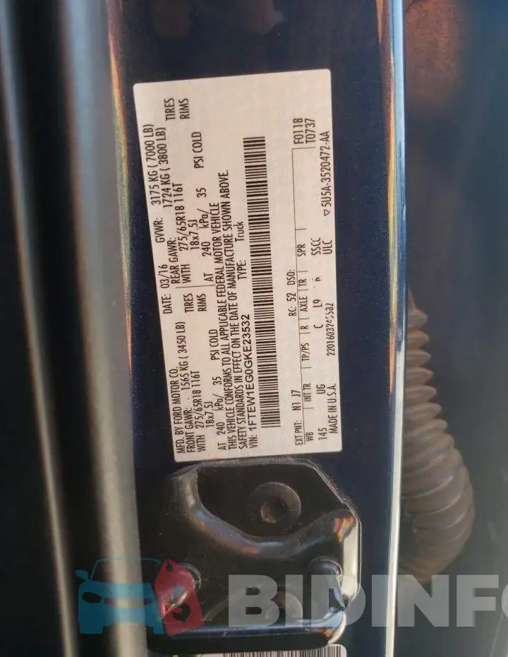 1FTEW1EG0GKE23532 Photo# 12