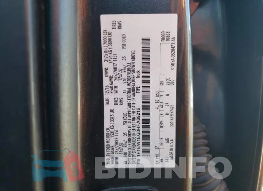 1FTEW1EG3HFA89216 Photo# 12