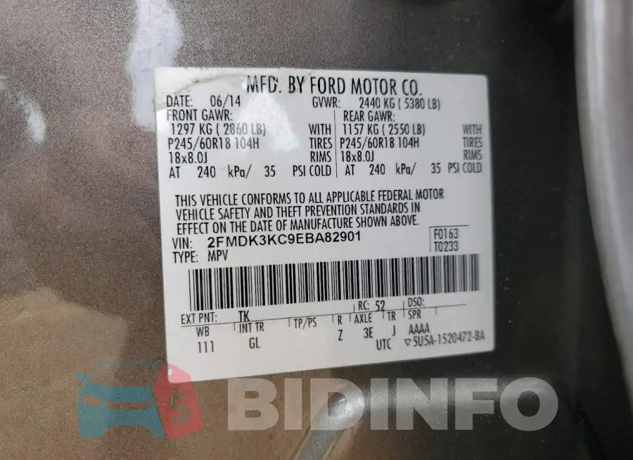 2FMDK3KC9EBA82901 Photo# 13