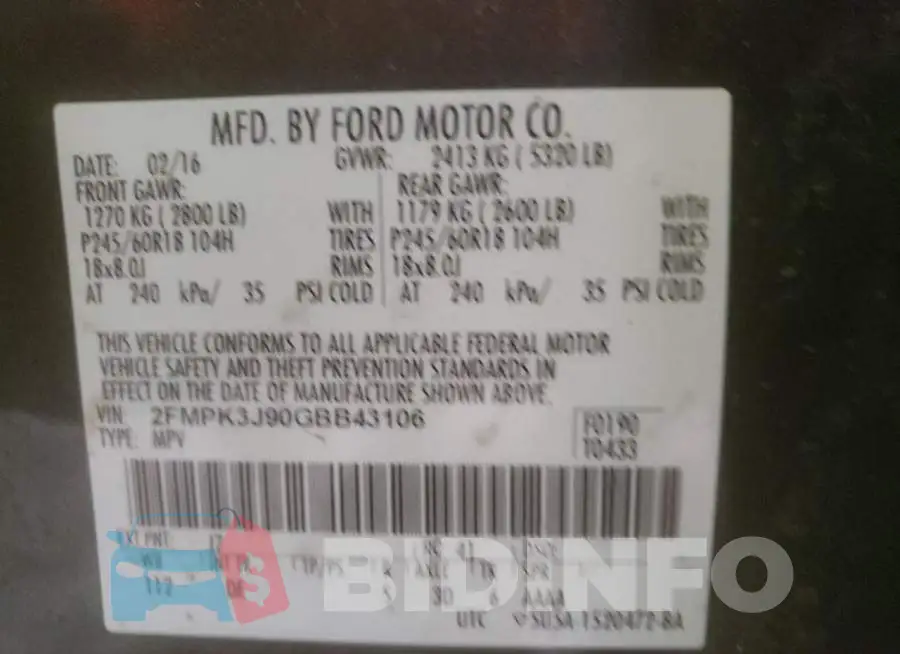 2FMPK3J90GBB43106 Photo# 12