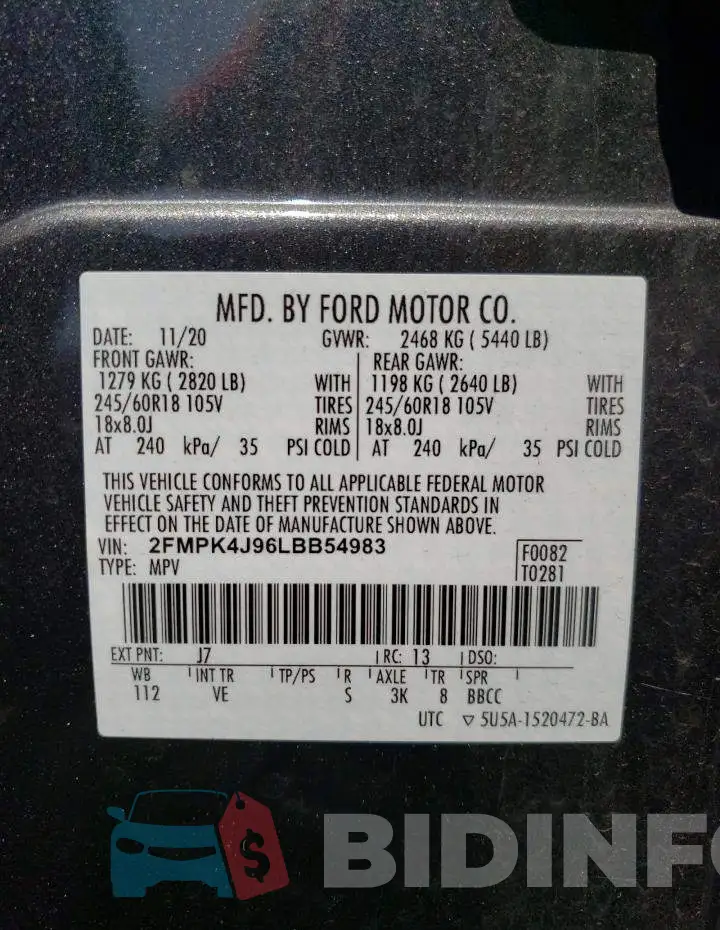 2FMPK4J96LBB54983 Photo# 12