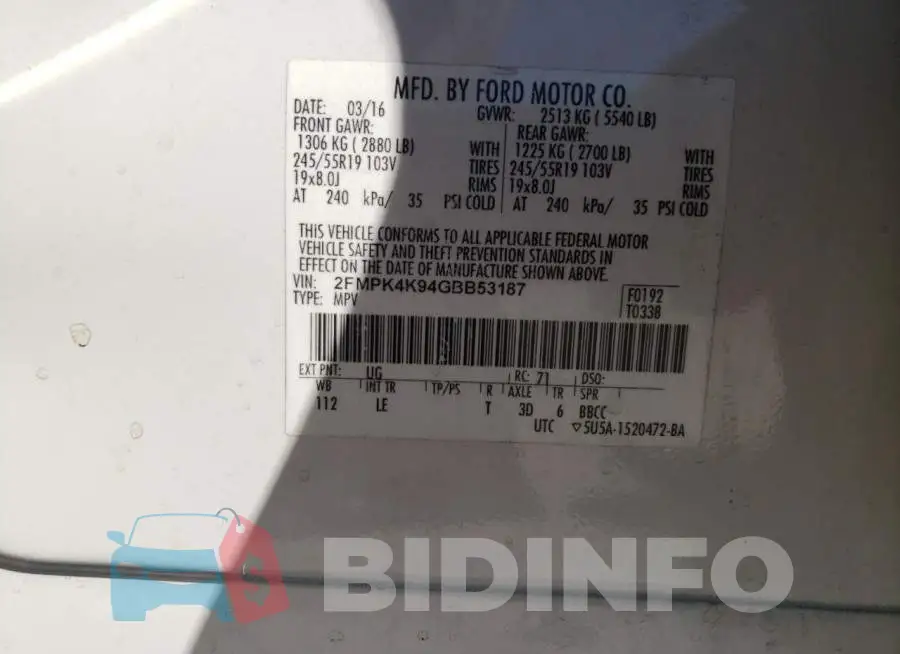 2FMPK4K94GBB53187 Photo# 12