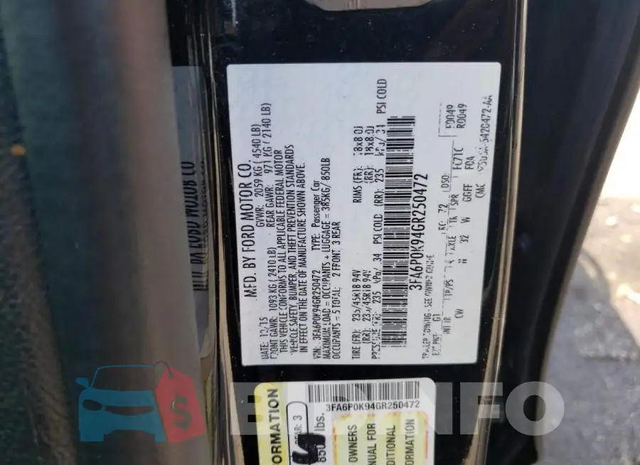 3FA6P0K94GR250472 Photo# 12