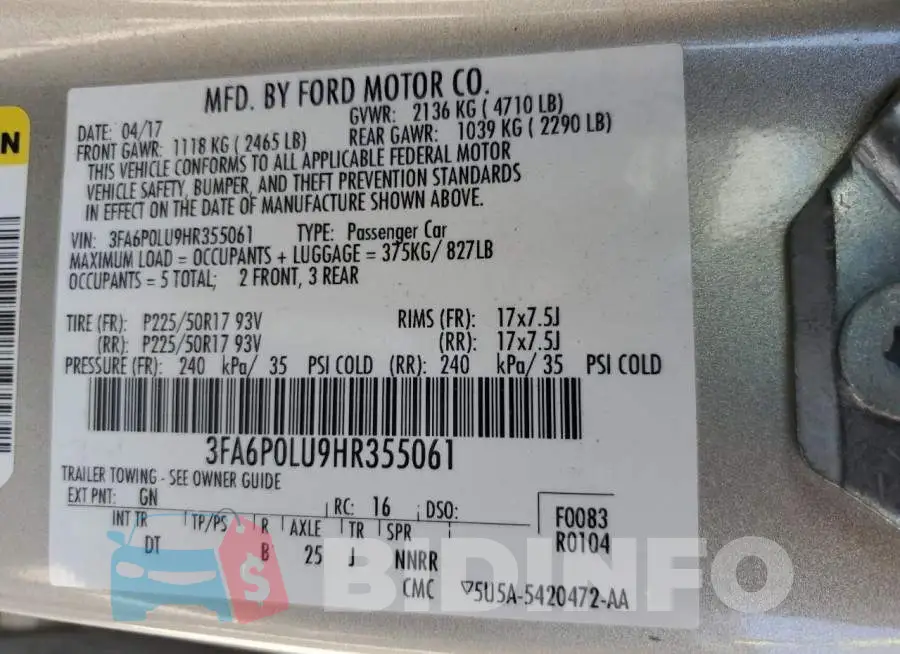 3FA6P0LU9HR355061 Photo# 12