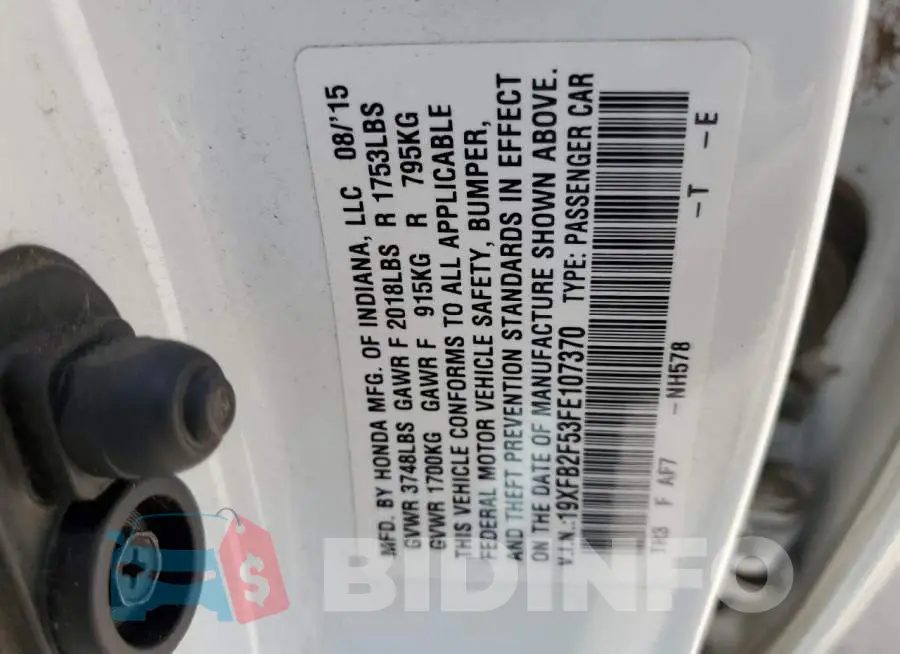 19XFB2F53FE107370 Photo# 12