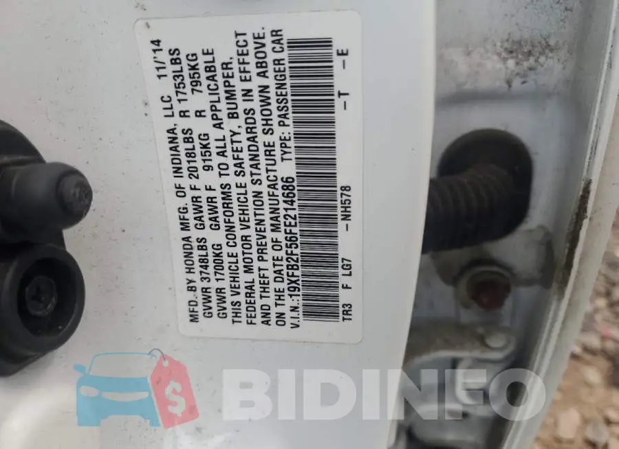 19XFB2F56FE214686 Photo# 13