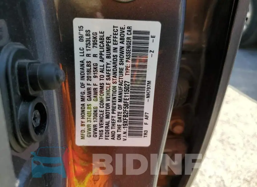 19XFB2F58FE115027 Photo# 12