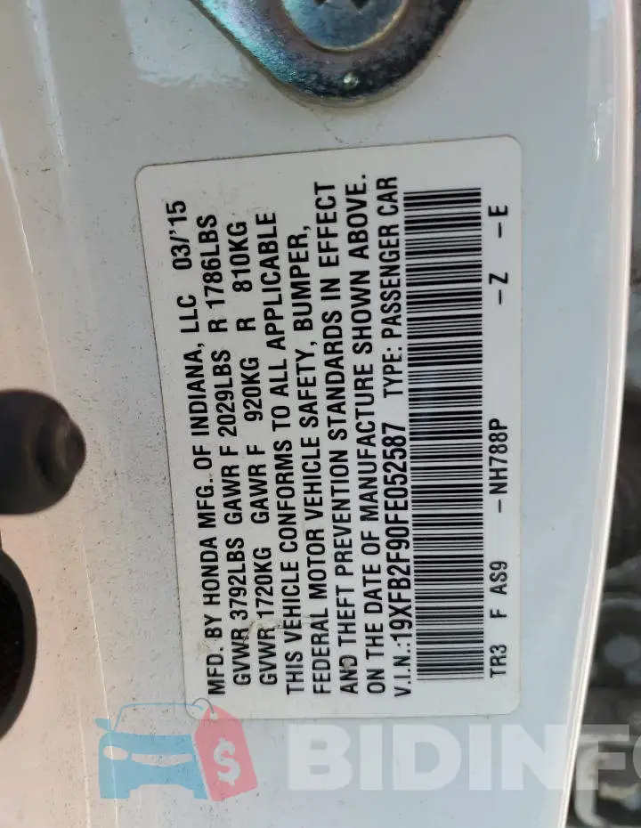 19XFB2F90FE052587 Photo# 12