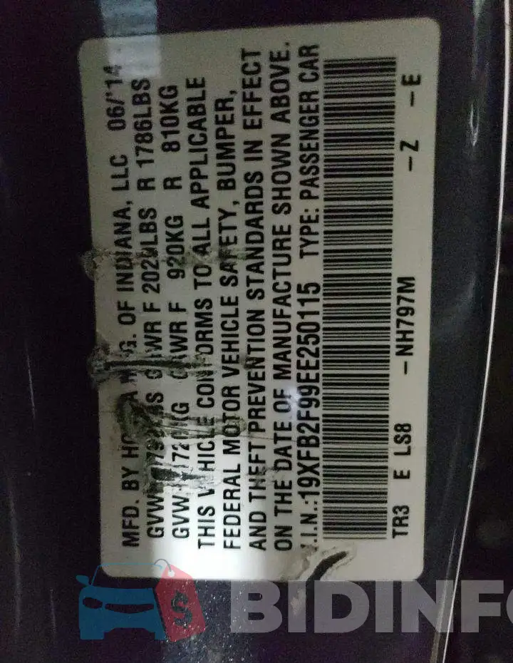 19XFB2F99EE250115 Photo# 12