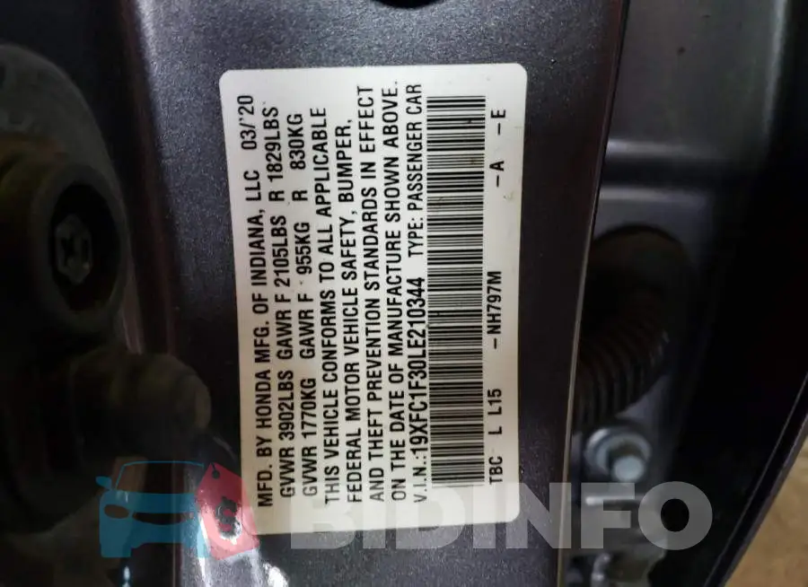 19XFC1F30LE210344 Photo# 13