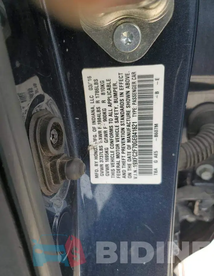 19XFC2F70GE041621 Photo# 12