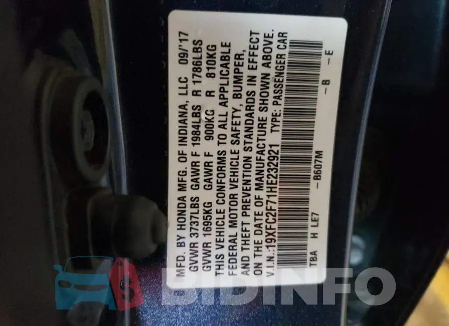 19XFC2F71HE232921 Photo# 12