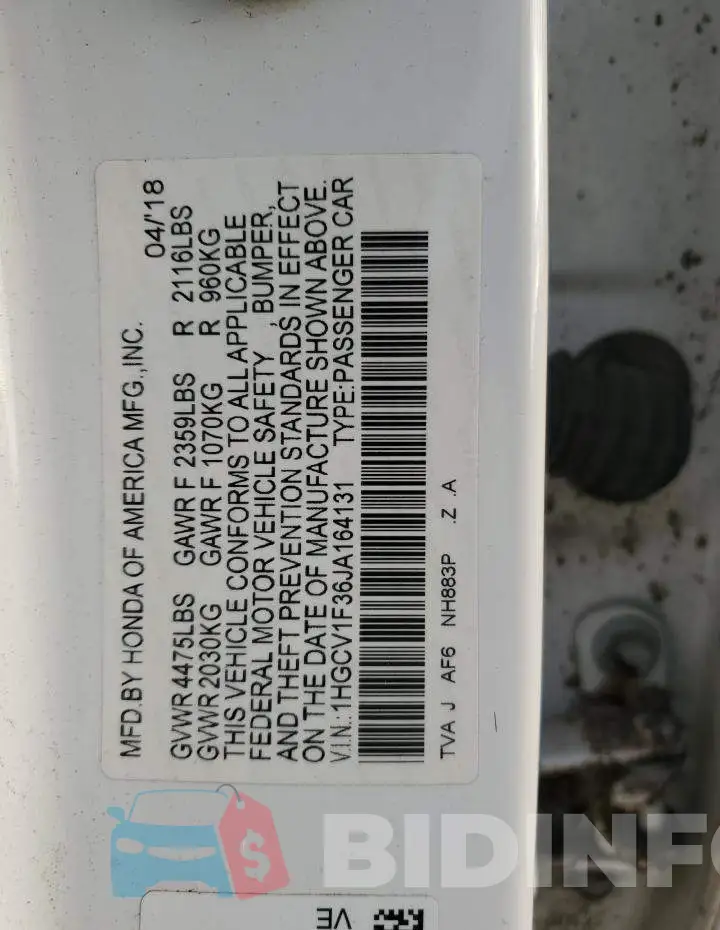 1HGCV1F36JA164131 Photo# 12