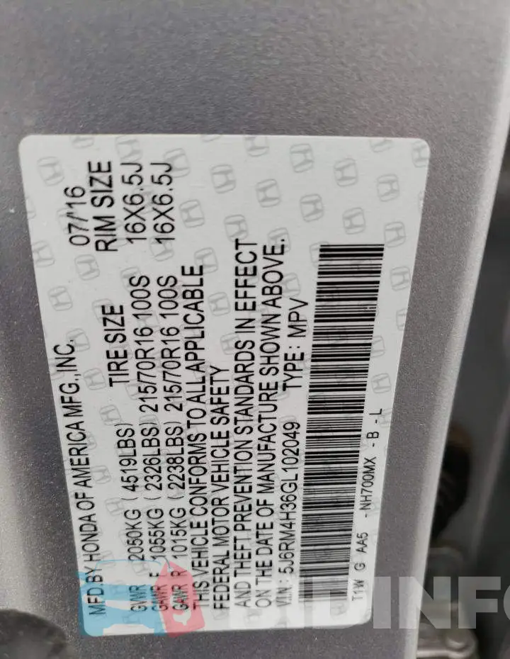 5J6RM4H36GL102049 Photo# 12