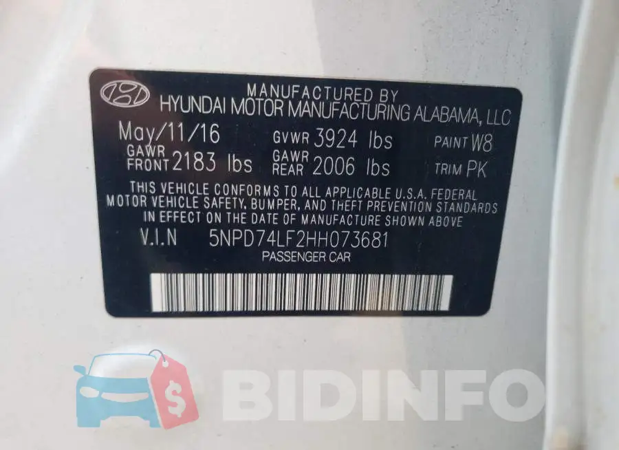 5NPD74LF2HH073681 Photo# 13