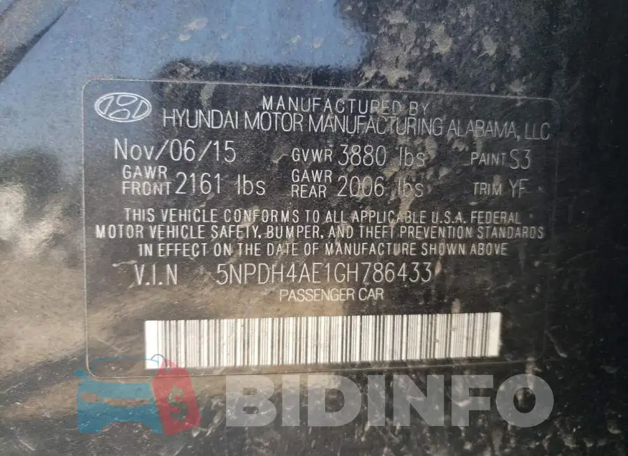 5NPDH4AE1GH786433 Photo# 12