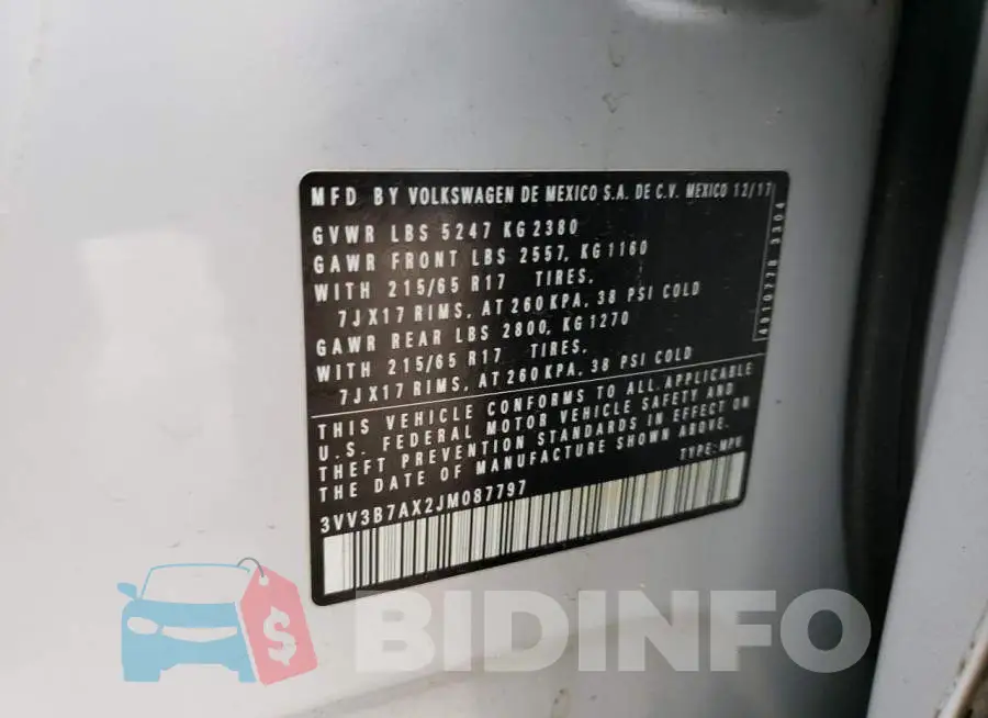 3VV3B7AX2JM087797 Photo# 13