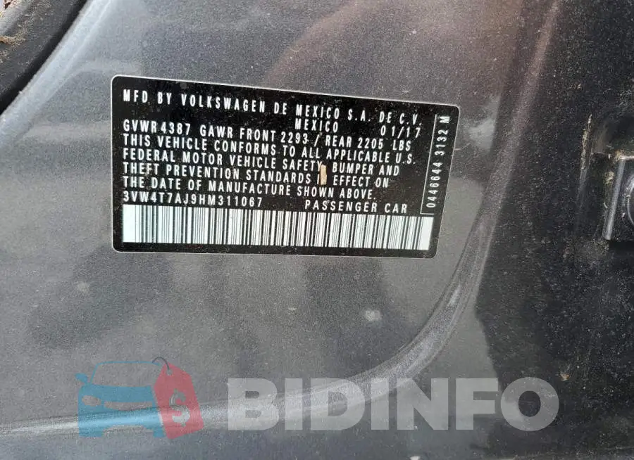 3VW4T7AJ9HM311067 Photo# 12