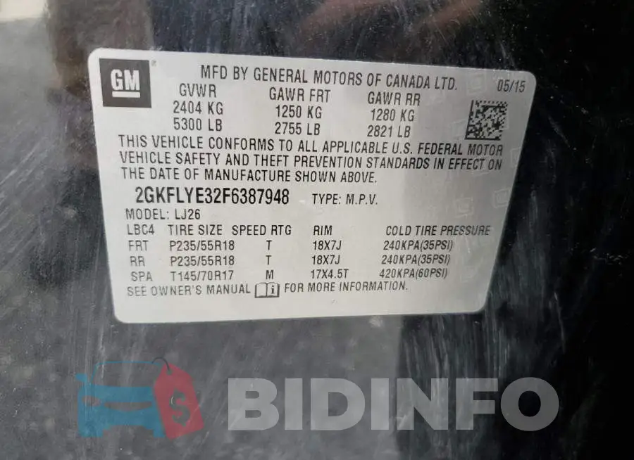 2GKFLYE32F6387948 Photo# 13