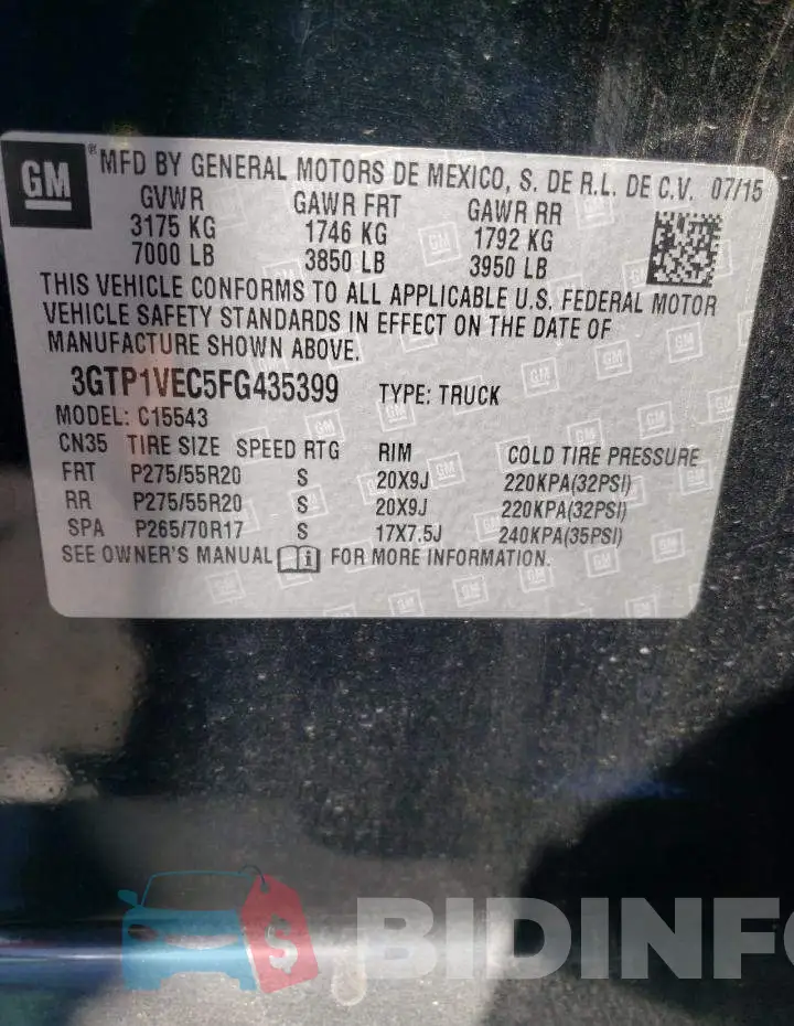 3GTP1VEC5FG435399 Photo# 12