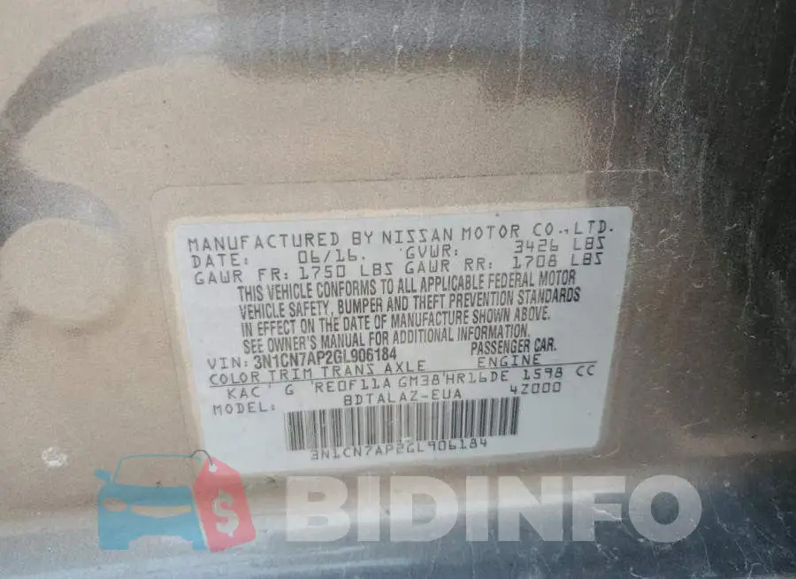 3N1CN7AP2GL906184 Photo# 12