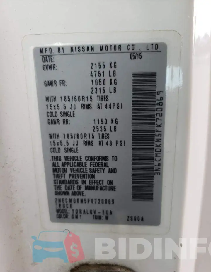 3N6CM0KN5FK720869 Photo# 13