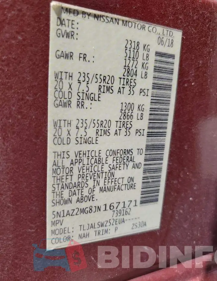 5N1AZ2MG8JN167171 Photo# 12