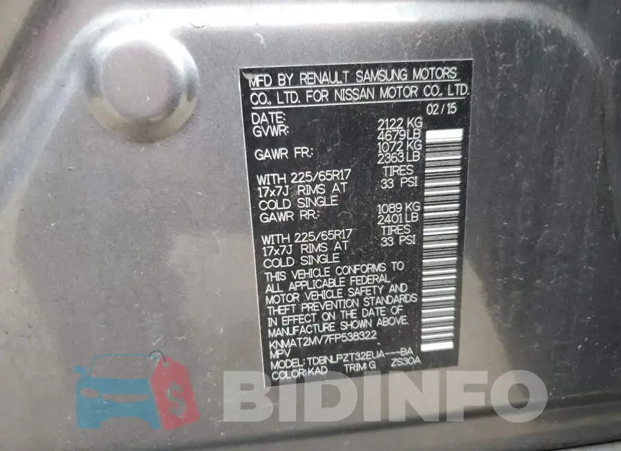KNMAT2MV7FP538322 Photo# 14