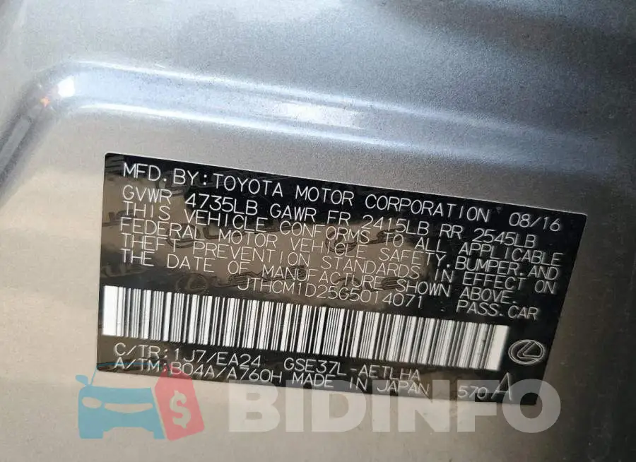 JTHCM1D25G5014071 Photo# 12