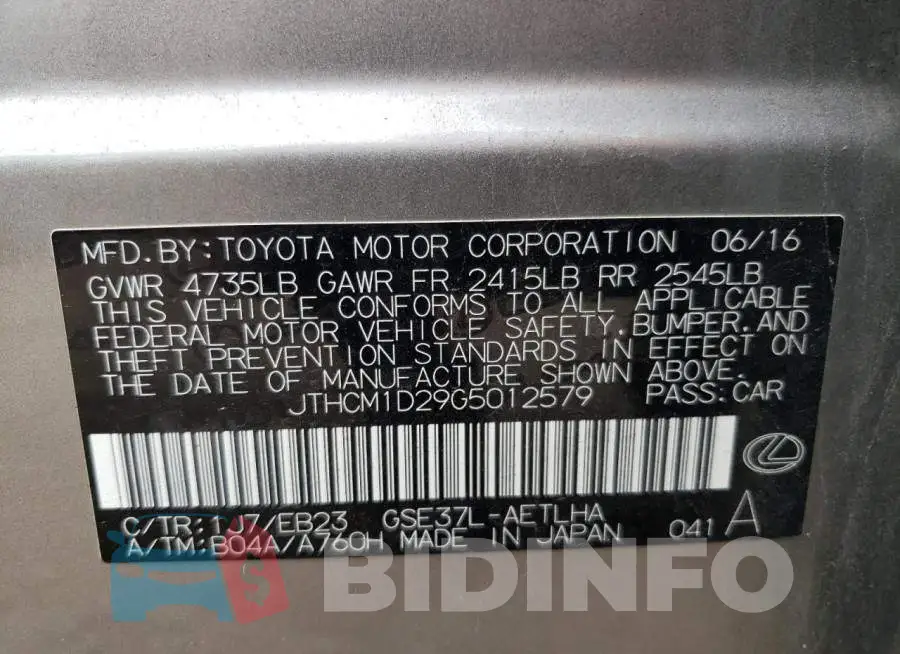 JTHCM1D29G5012579 Photo# 12
