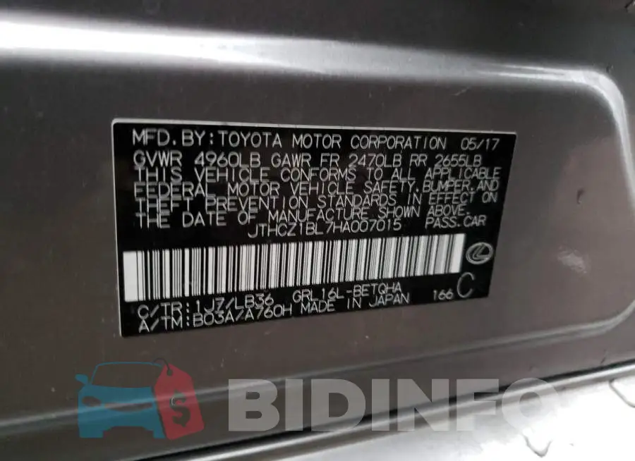 JTHCZ1BL7HA007015 Photo# 12