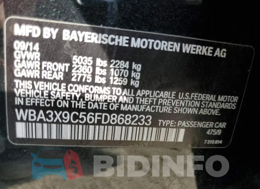 WBA3X9C56FD868233 Photo# 12