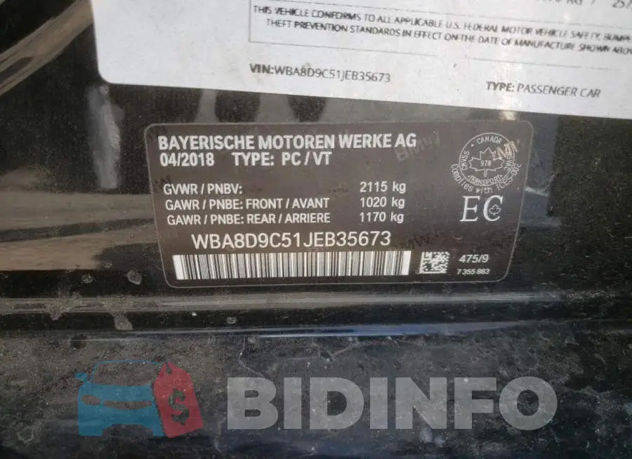 WBA8D9C51JEB35673 Photo# 12