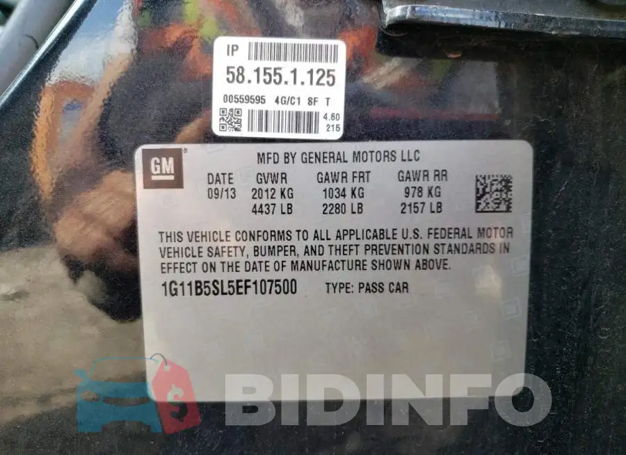 1G11B5SL5EF107500 Photo# 13