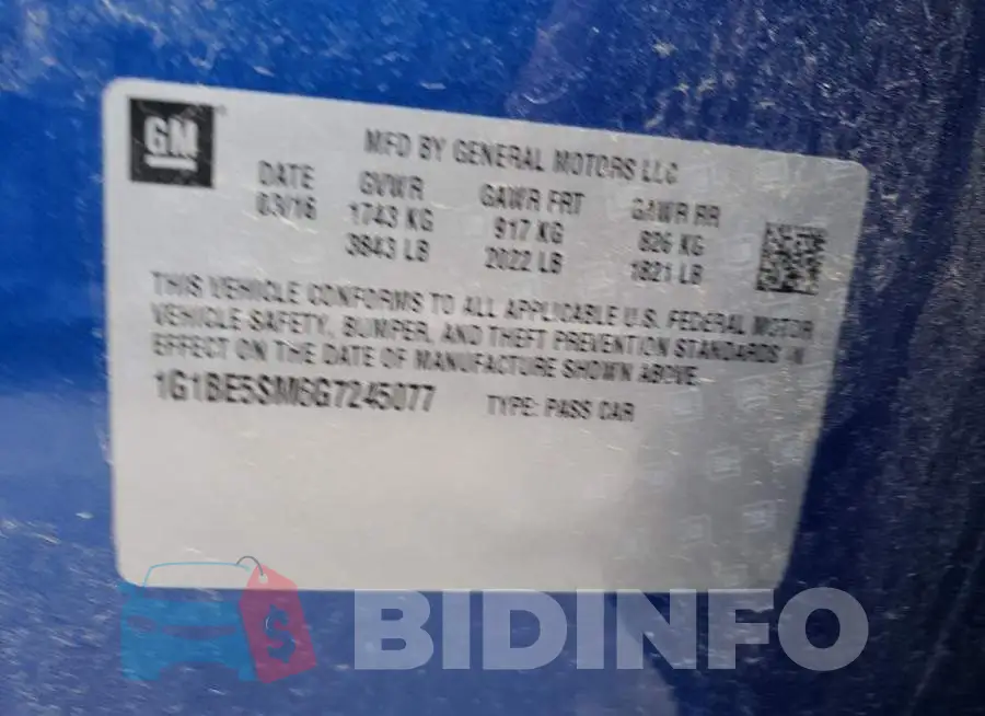 1G1BE5SM6G7245077 Photo# 12