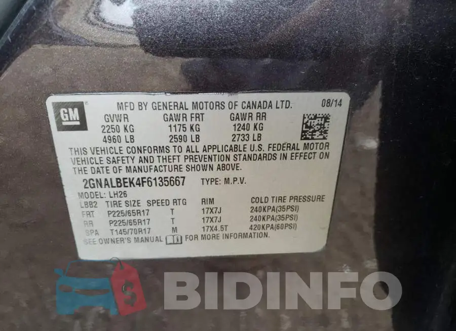 2GNALBEK4F6135667 Photo# 12