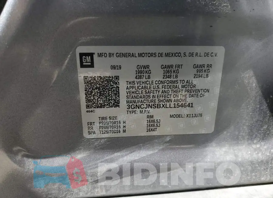 3GNCJNSBXLL154641 Photo# 14