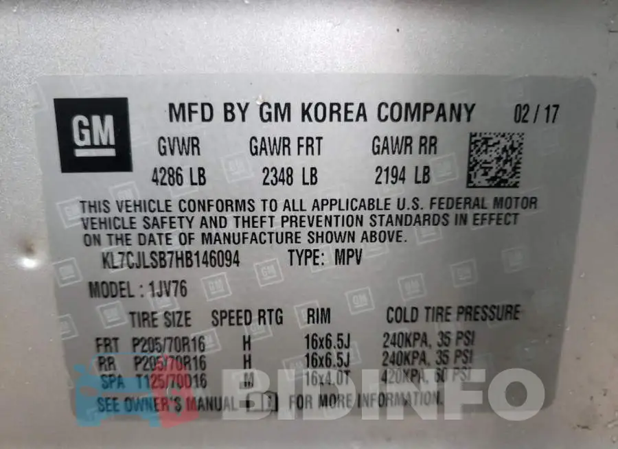 KL7CJLSB7HB146094 Photo# 13