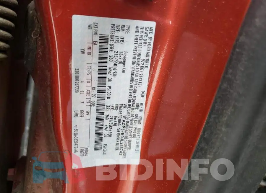 1FADP3FE9JL256743 Photo# 12