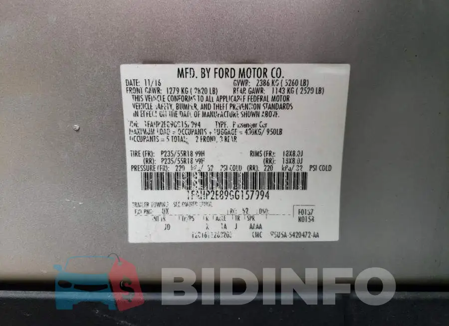 1FAHP2E89GG157994 Photo# 12