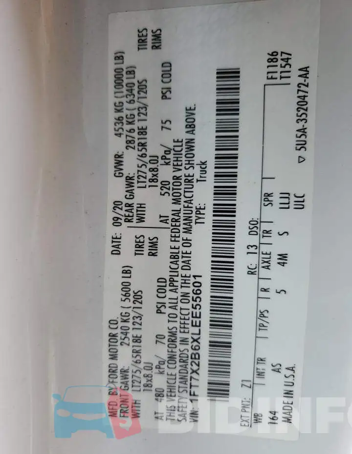 1FT7X2B6XLEE55601 Photo# 12