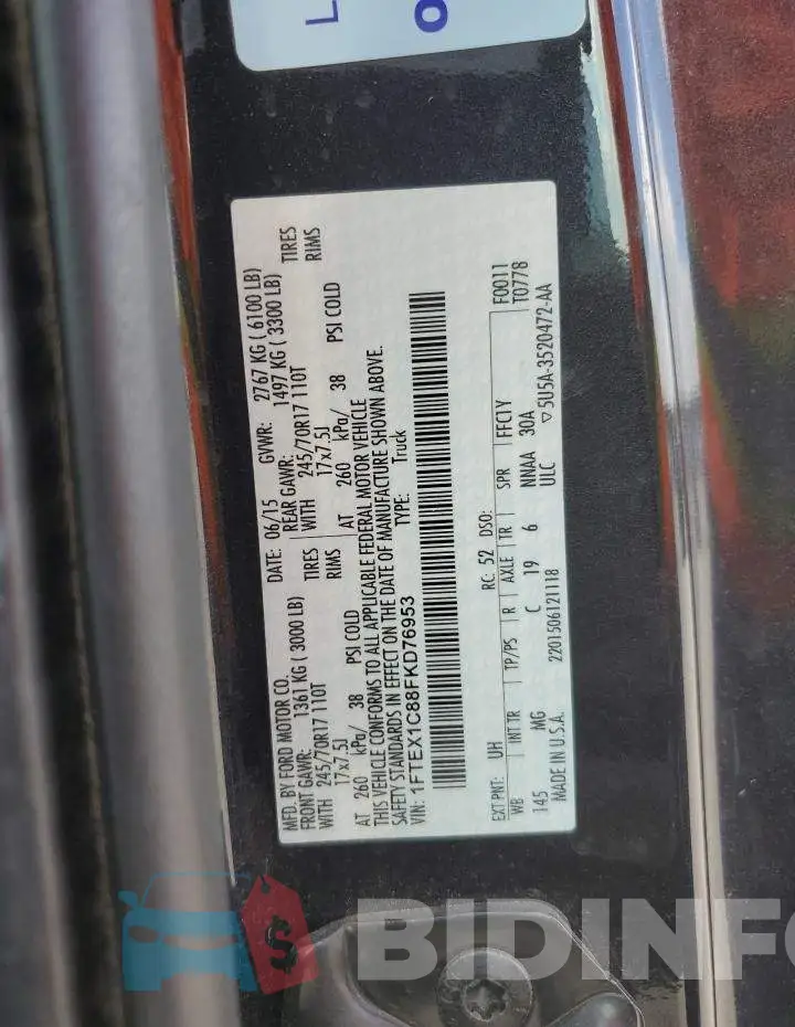 1FTEX1C88FKD76953 Photo# 12