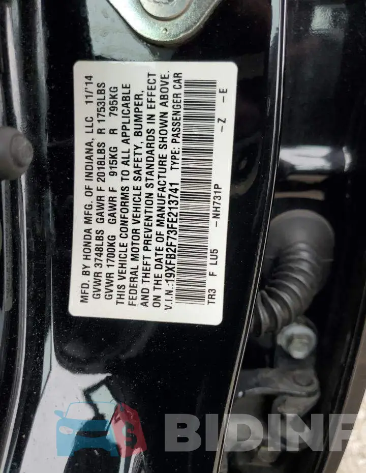 19XFB2F73FE213741 Photo# 13