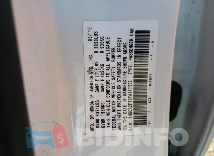 1HGCR2F70FA147202 Photo# 12